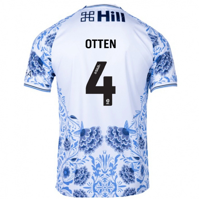 Danxen Bambino Maglia Gisela Otten #4 Bianco Blu Kit Gara Away 2024/25 Maglietta