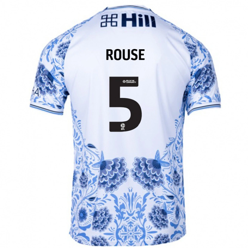 Danxen Bambino Maglia Lauren Rouse #5 Bianco Blu Kit Gara Away 2024/25 Maglietta