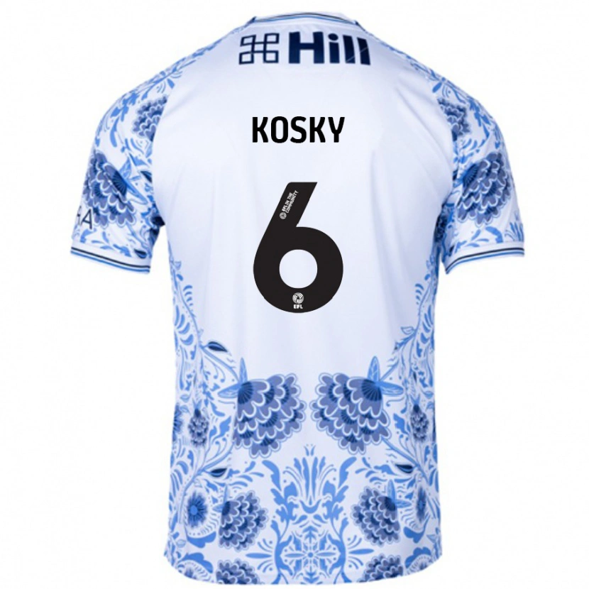 Danxen Bambino Maglia Rachel Kosky #6 Bianco Blu Kit Gara Away 2024/25 Maglietta