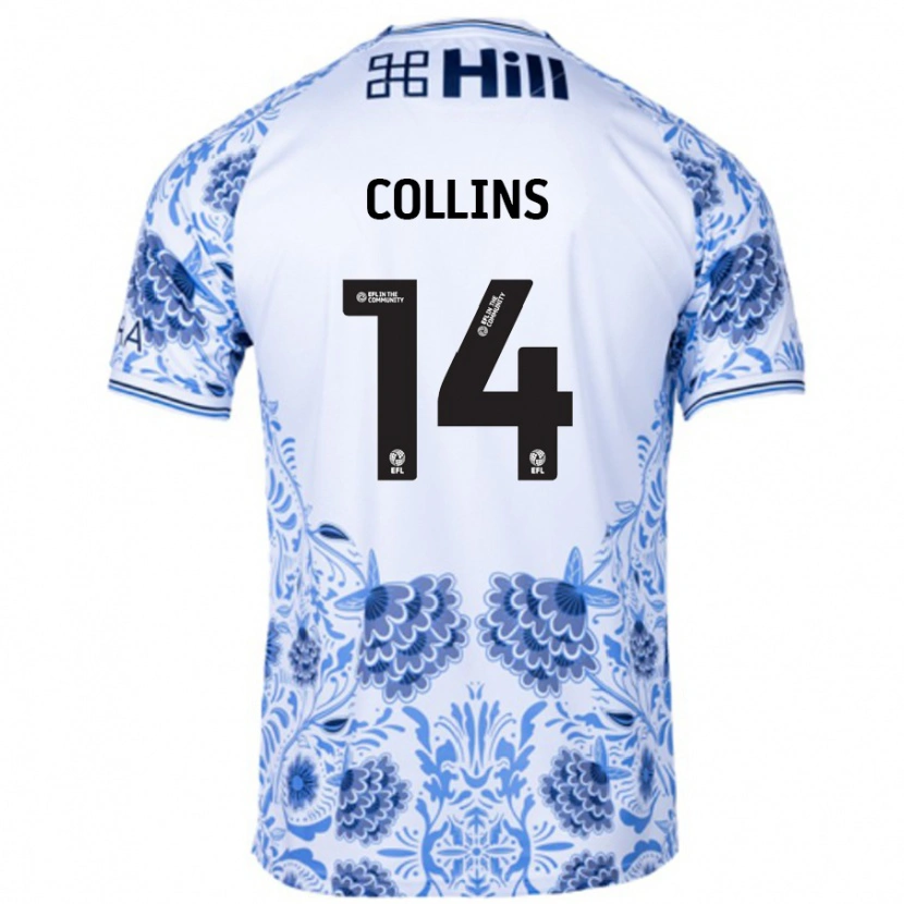 Danxen Bambino Maglia Natasha Collins #14 Bianco Blu Kit Gara Away 2024/25 Maglietta