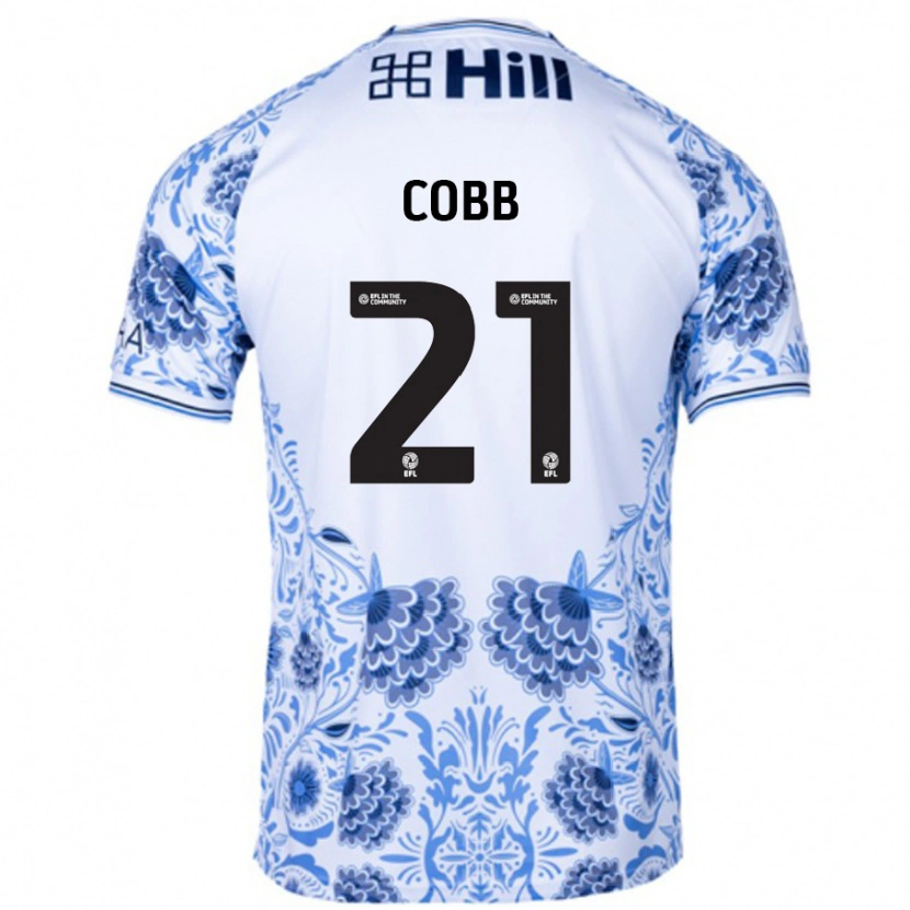 Danxen Bambino Maglia Serena Cobb #21 Bianco Blu Kit Gara Away 2024/25 Maglietta