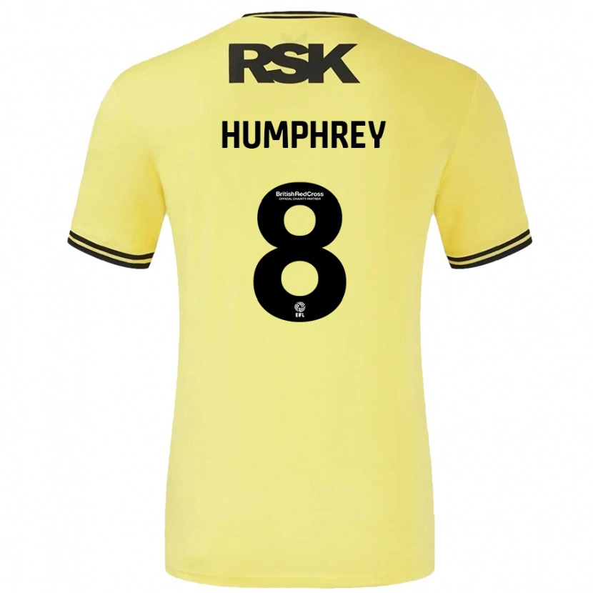 Danxen Bambino Maglia Carla Humphrey #8 Giallo Nero Kit Gara Away 2024/25 Maglietta