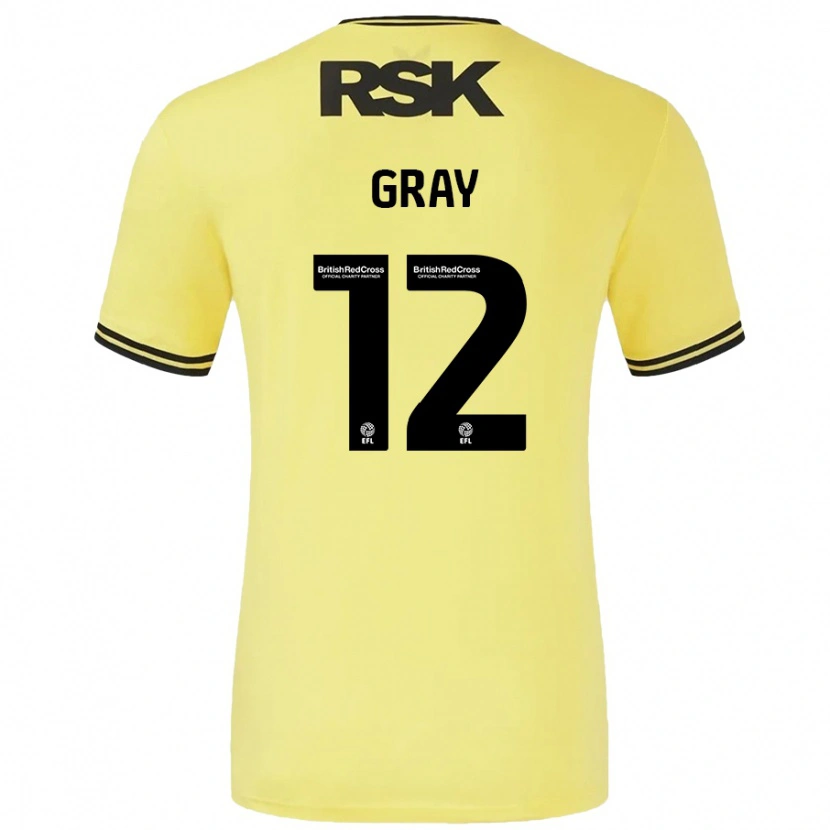 Danxen Bambino Maglia Jessica Gray #12 Giallo Nero Kit Gara Away 2024/25 Maglietta