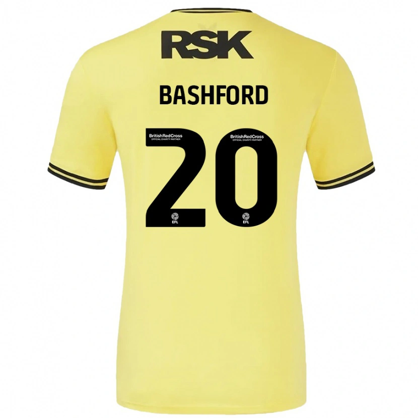 Danxen Bambino Maglia Mary Bashford #20 Giallo Nero Kit Gara Away 2024/25 Maglietta