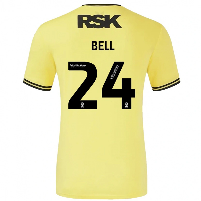 Danxen Bambino Maglia Taylor Bell #24 Giallo Nero Kit Gara Away 2024/25 Maglietta
