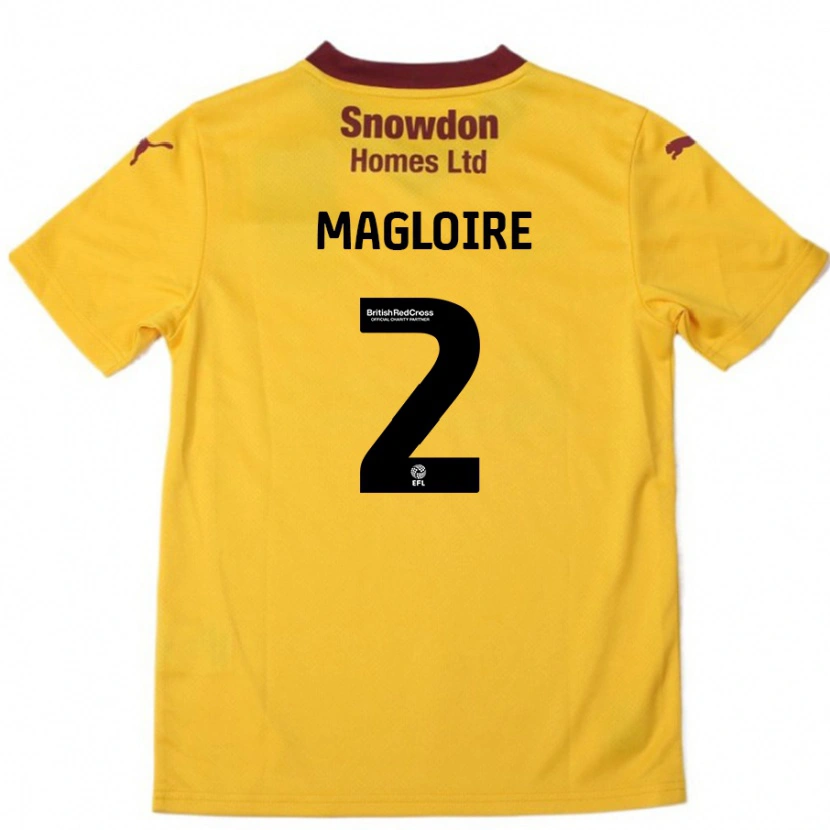 Danxen Bambino Maglia Tyler Magloire #2 Arancione Borgogna Kit Gara Away 2024/25 Maglietta