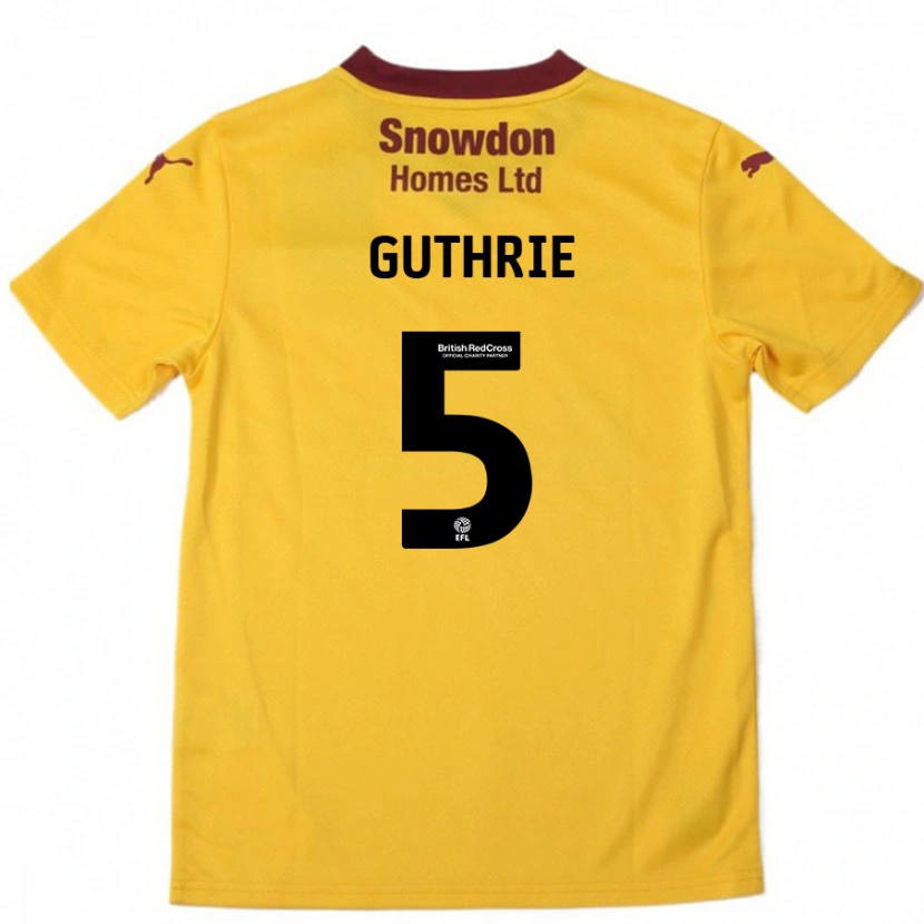Danxen Bambino Maglia Jon Guthrie #5 Arancione Borgogna Kit Gara Away 2024/25 Maglietta