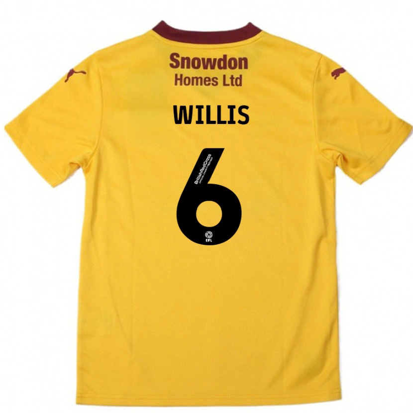 Danxen Bambino Maglia Jordan Willis #6 Arancione Borgogna Kit Gara Away 2024/25 Maglietta