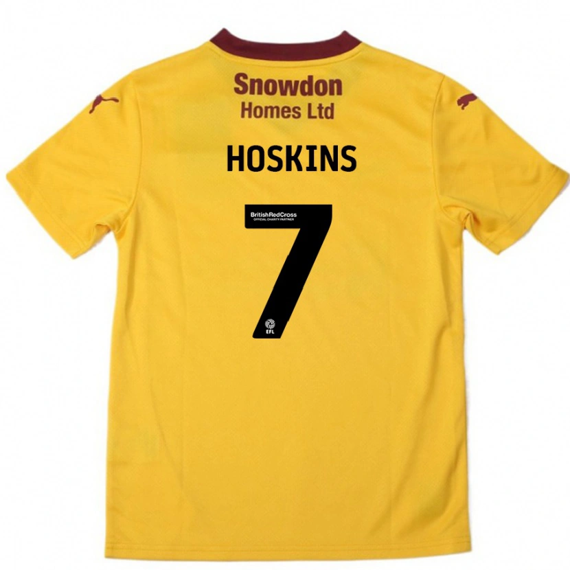 Danxen Bambino Maglia Sam Hoskins #7 Arancione Borgogna Kit Gara Away 2024/25 Maglietta