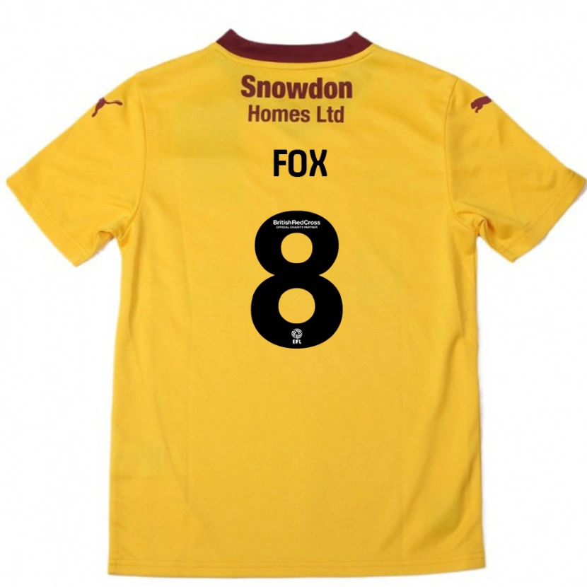 Danxen Bambino Maglia Ben Fox #8 Arancione Borgogna Kit Gara Away 2024/25 Maglietta