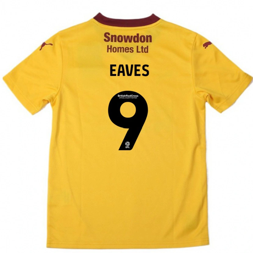 Danxen Bambino Maglia Tom Eaves #9 Arancione Borgogna Kit Gara Away 2024/25 Maglietta