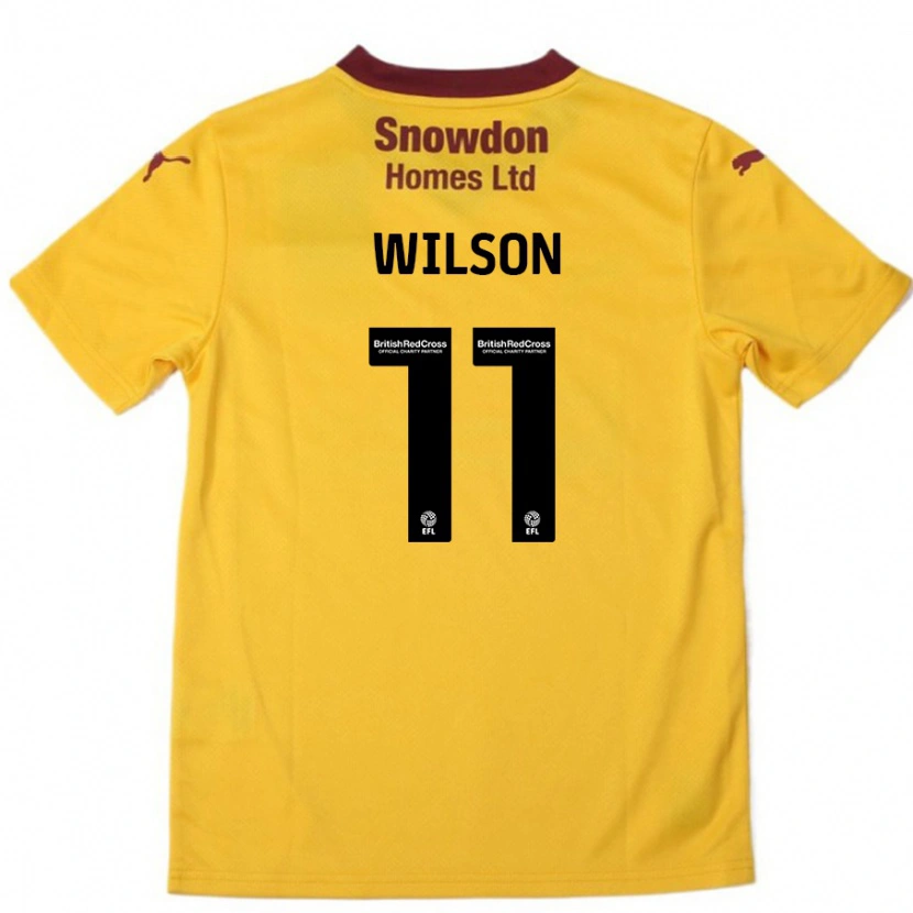 Danxen Bambino Maglia James Wilson #11 Arancione Borgogna Kit Gara Away 2024/25 Maglietta