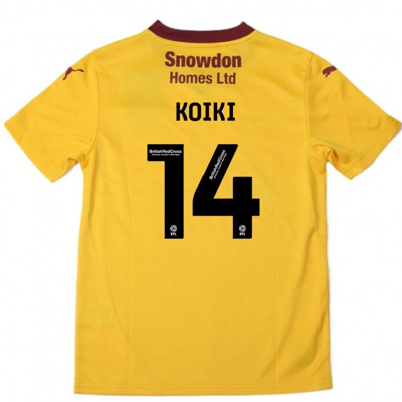Danxen Bambino Maglia Ali Koiki #14 Arancione Borgogna Kit Gara Away 2024/25 Maglietta