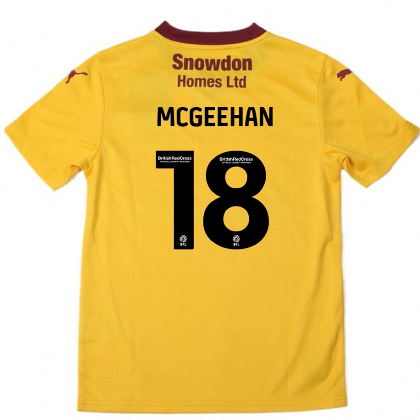 Danxen Bambino Maglia Cameron Mcgeehan #18 Arancione Borgogna Kit Gara Away 2024/25 Maglietta
