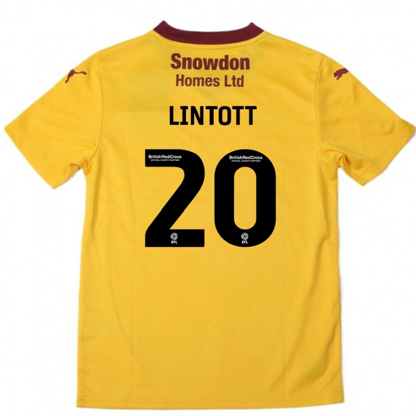 Danxen Bambino Maglia Harvey Lintott #20 Arancione Borgogna Kit Gara Away 2024/25 Maglietta