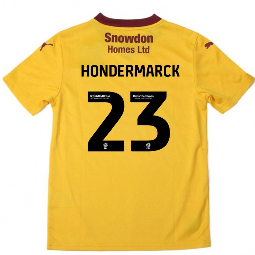 Danxen Bambino Maglia William Hondermarck #23 Arancione Borgogna Kit Gara Away 2024/25 Maglietta