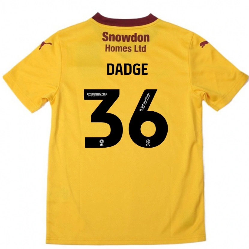 Danxen Bambino Maglia James Dadge #36 Arancione Borgogna Kit Gara Away 2024/25 Maglietta