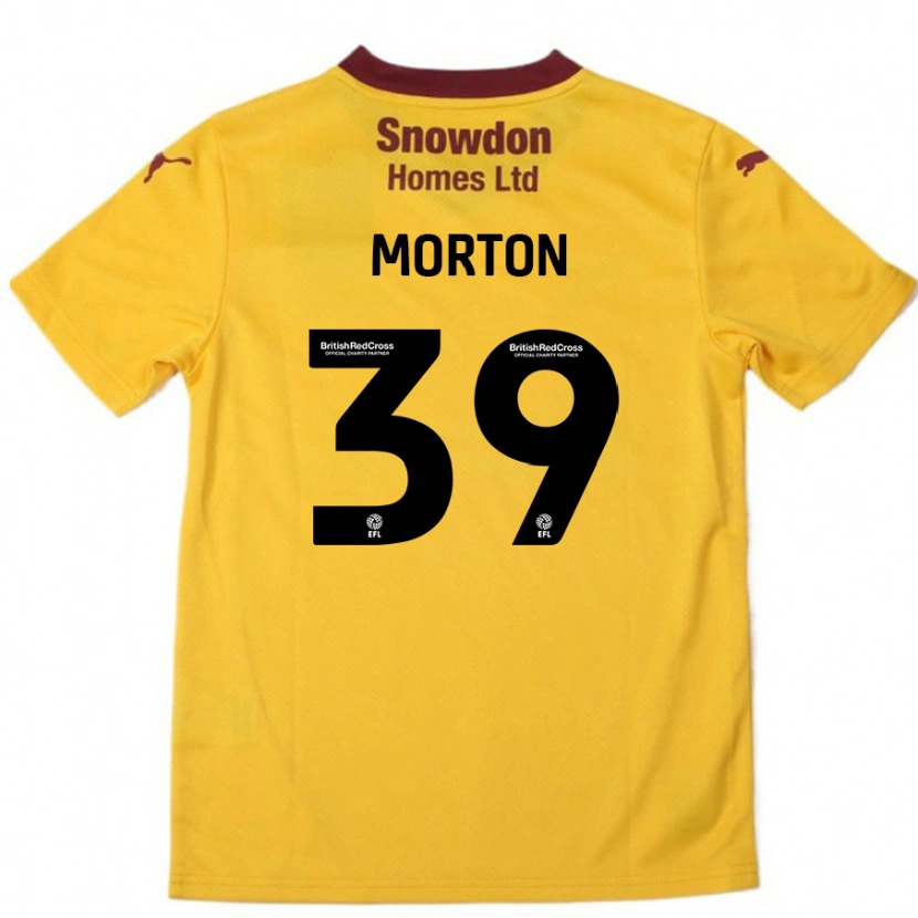 Danxen Bambino Maglia Callum Morton #39 Arancione Borgogna Kit Gara Away 2024/25 Maglietta