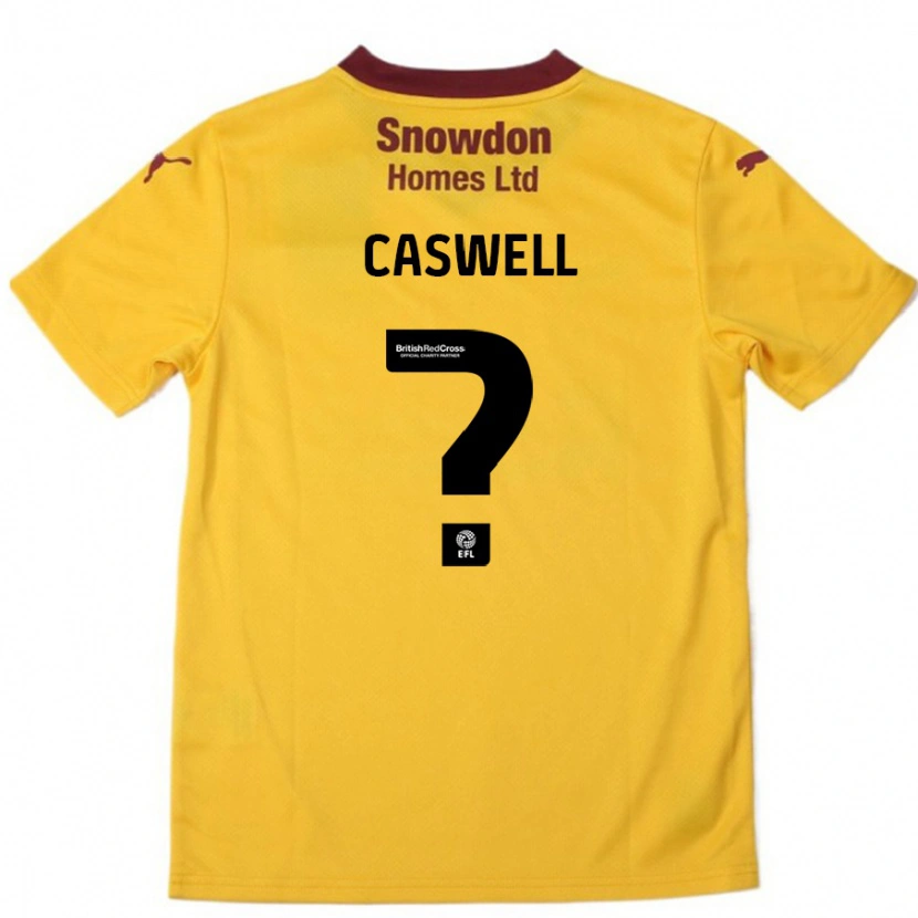 Danxen Bambino Maglia Jordan Caswell #0 Arancione Borgogna Kit Gara Away 2024/25 Maglietta