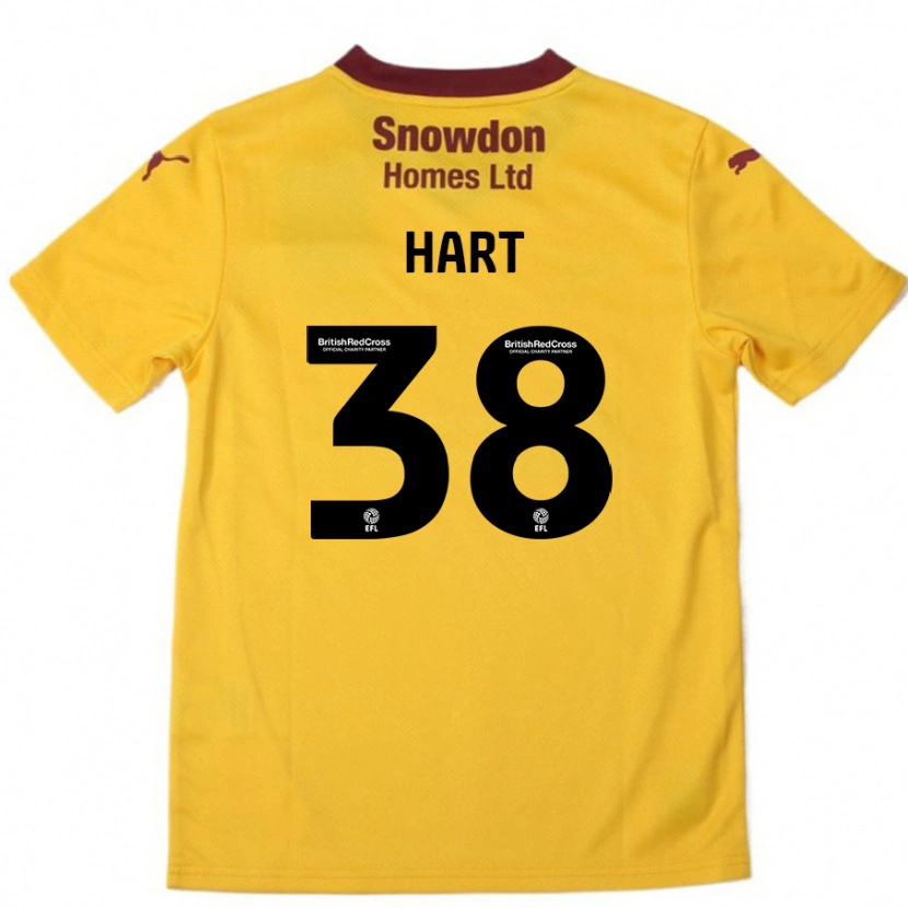 Danxen Bambino Maglia Jamari Hart #38 Arancione Borgogna Kit Gara Away 2024/25 Maglietta