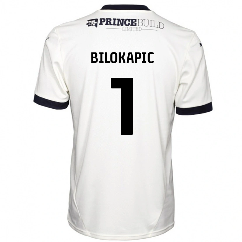 Danxen Bambino Maglia Nicholas Bilokapic #1 Bianco Sporco Nero Kit Gara Away 2024/25 Maglietta