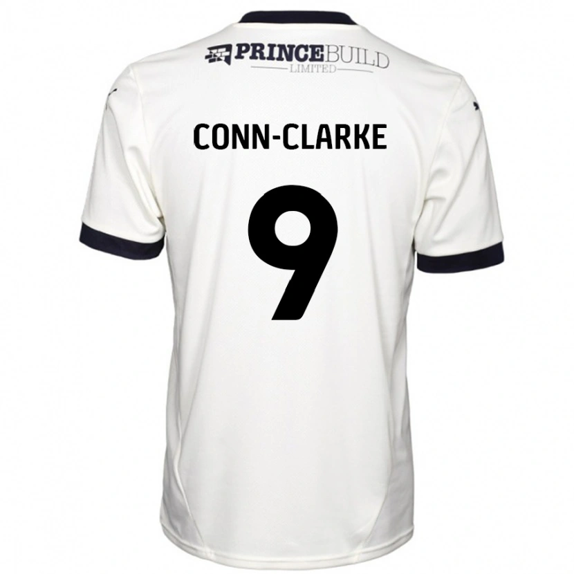 Danxen Bambino Maglia Chris Conn-Clarke #9 Bianco Sporco Nero Kit Gara Away 2024/25 Maglietta
