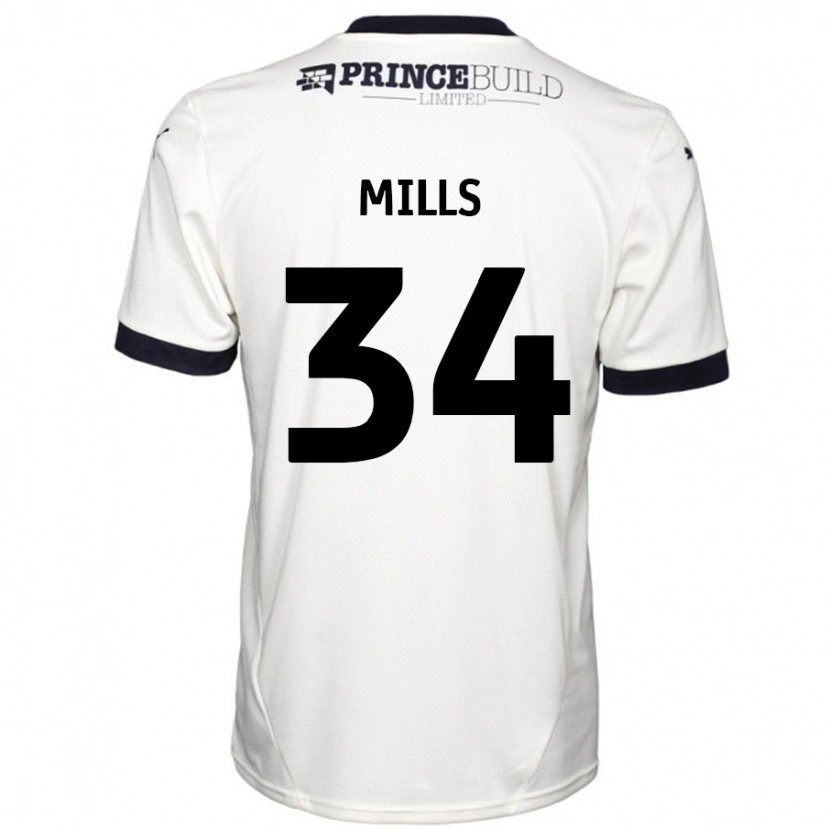 Danxen Bambino Maglia Harley Mills #34 Bianco Sporco Nero Kit Gara Away 2024/25 Maglietta
