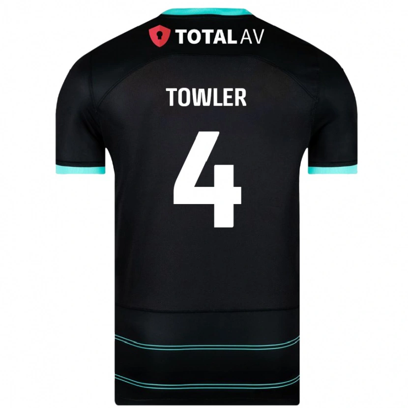Danxen Bambino Maglia Ryley Towler #4 Nero Kit Gara Away 2024/25 Maglietta