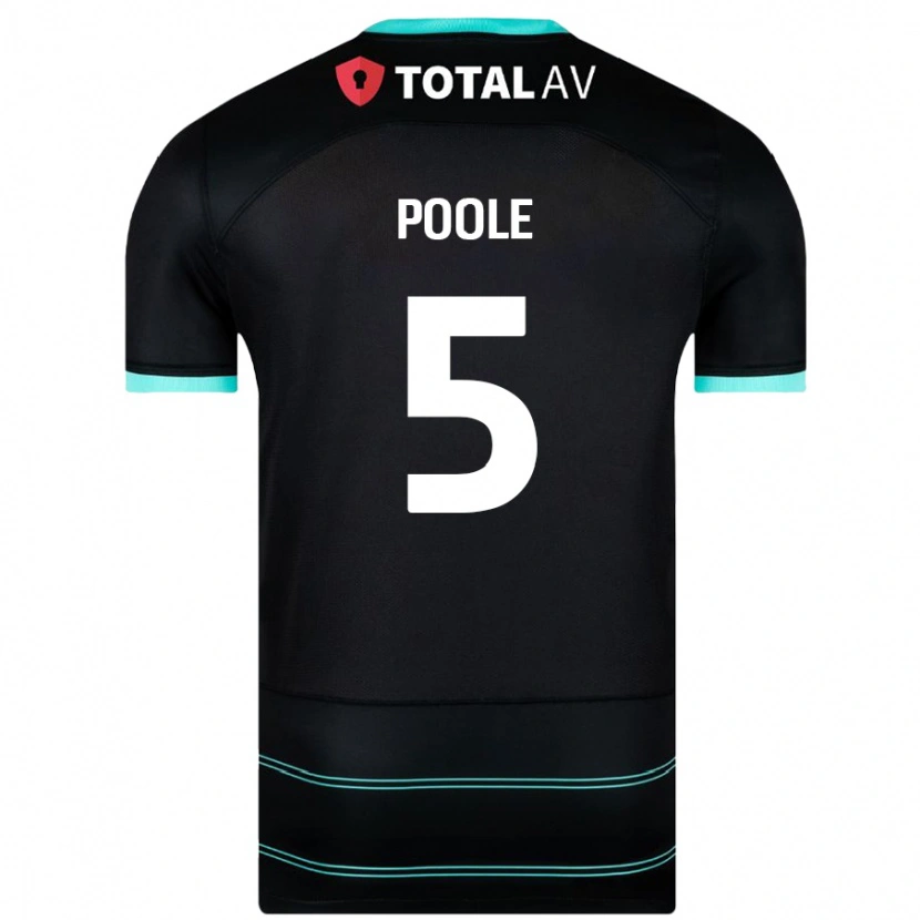 Danxen Bambino Maglia Regan Poole #5 Nero Kit Gara Away 2024/25 Maglietta