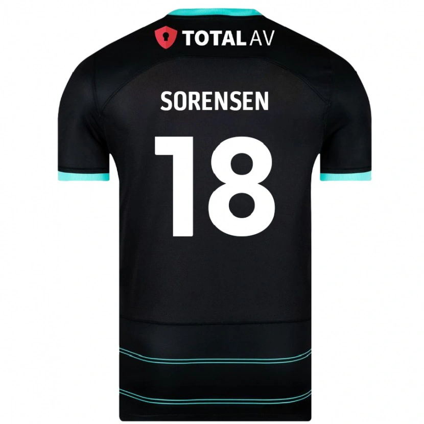 Danxen Bambino Maglia Elias Sørensen #18 Nero Kit Gara Away 2024/25 Maglietta