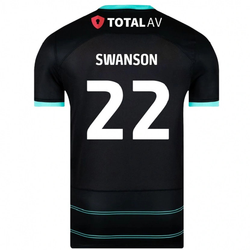 Danxen Bambino Maglia Zak Swanson #22 Nero Kit Gara Away 2024/25 Maglietta