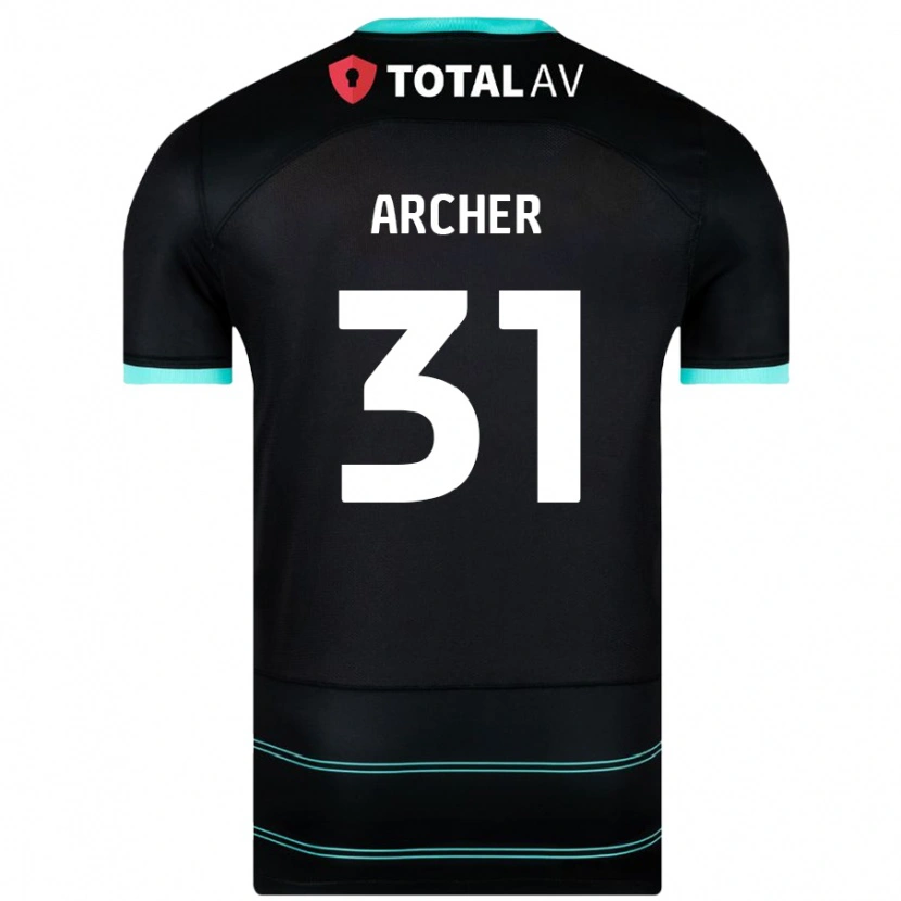 Danxen Bambino Maglia Jordan Archer #31 Nero Kit Gara Away 2024/25 Maglietta
