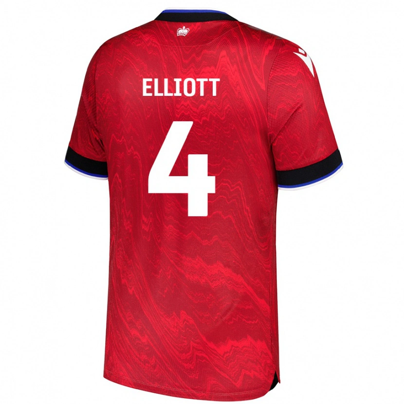 Danxen Bambino Maglia Ben Elliott #4 Rosso Nero Kit Gara Away 2024/25 Maglietta