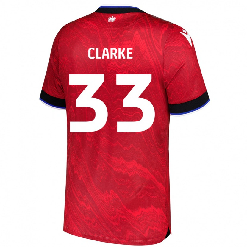 Danxen Bambino Maglia John Clarke #33 Rosso Nero Kit Gara Away 2024/25 Maglietta