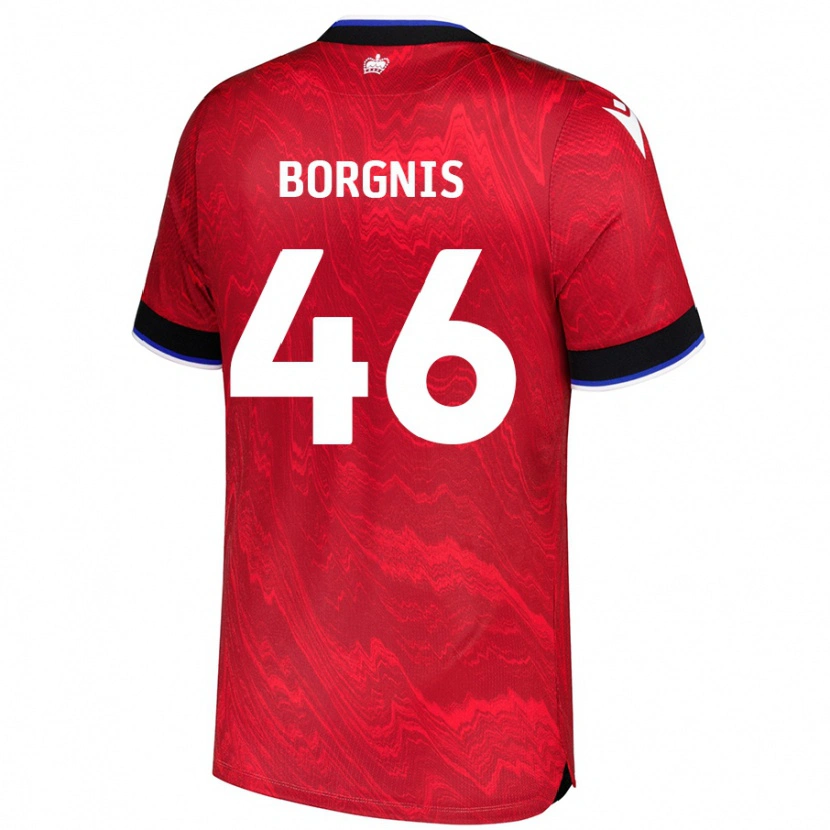 Danxen Bambino Maglia Jacob Borgnis #46 Rosso Nero Kit Gara Away 2024/25 Maglietta