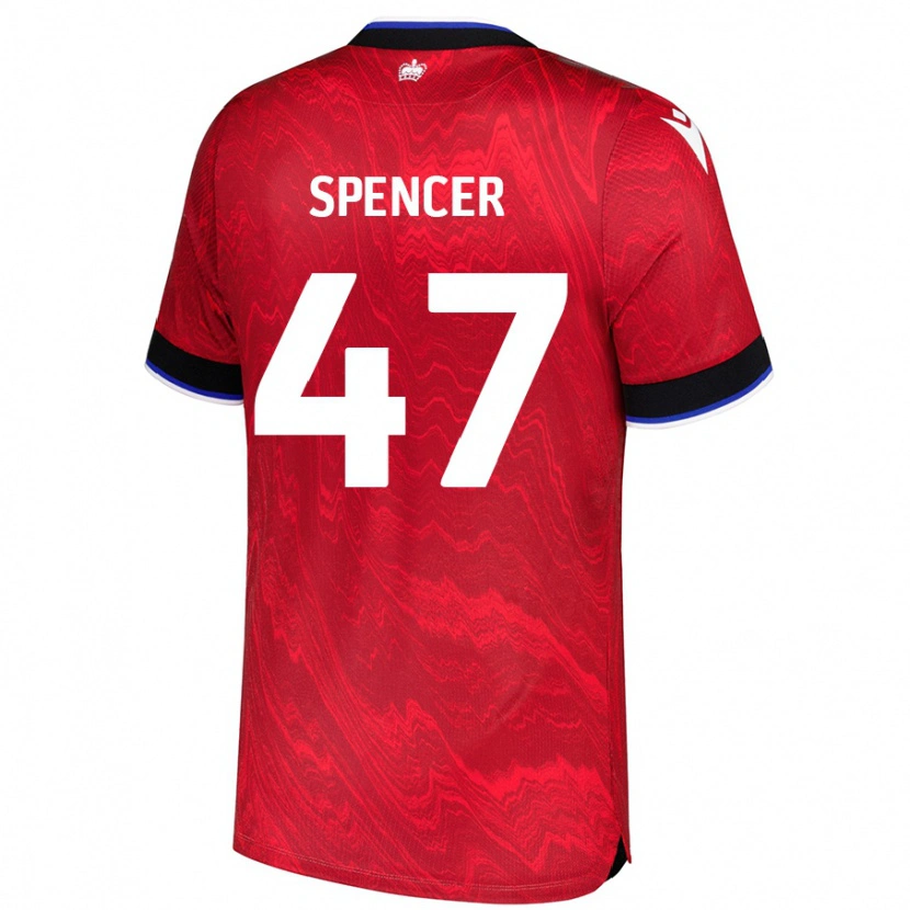 Danxen Bambino Maglia Shay Spencer #47 Rosso Nero Kit Gara Away 2024/25 Maglietta