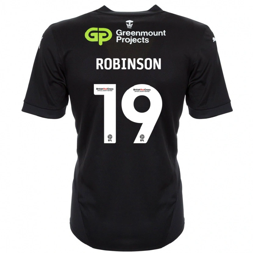 Danxen Bambino Maglia Luke Robinson #19 Nero Kit Gara Away 2024/25 Maglietta