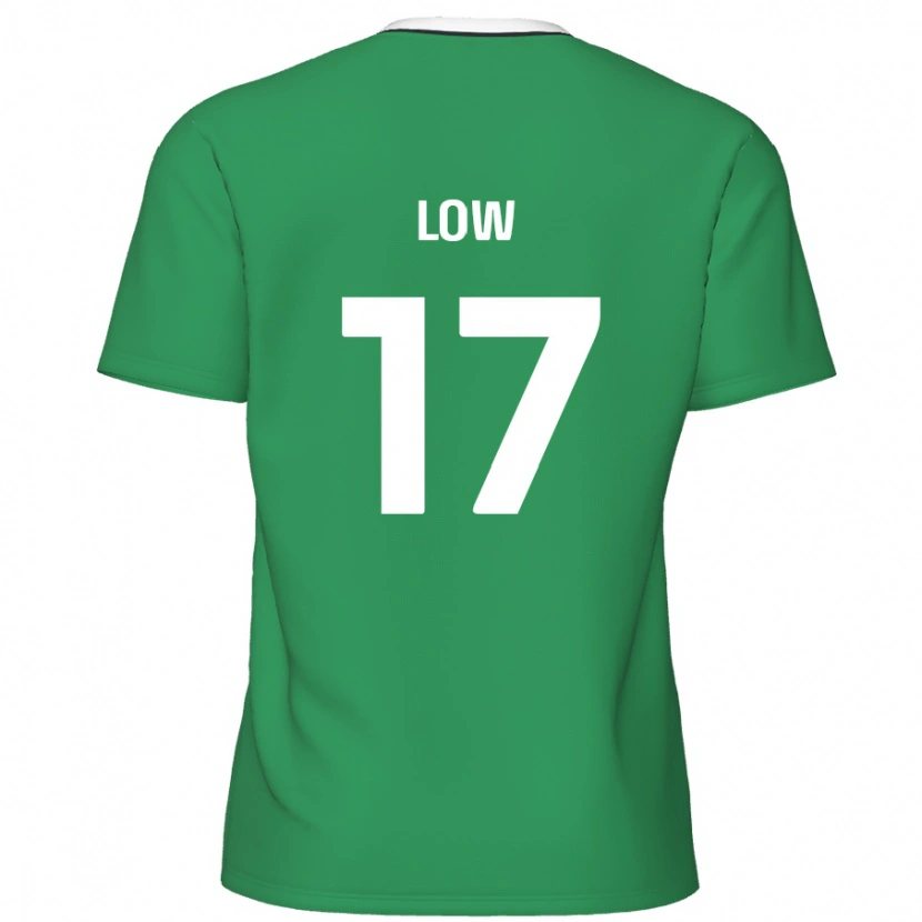 Danxen Bambino Maglia Joe Low #17 Verde Strisce Bianche Kit Gara Away 2024/25 Maglietta