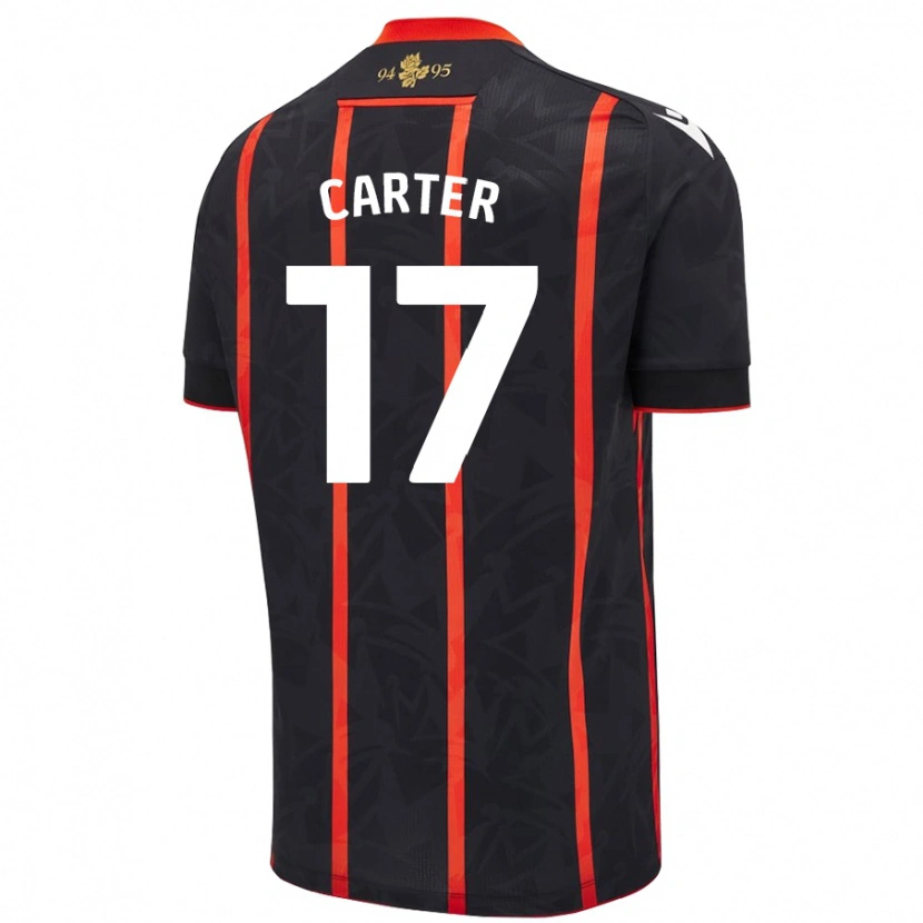 Danxen Bambino Maglia Hayden Carter #17 Nero Rosso Kit Gara Away 2024/25 Maglietta