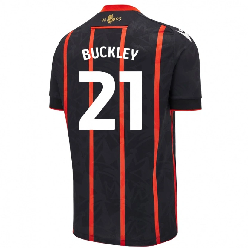 Danxen Bambino Maglia John Buckley #21 Nero Rosso Kit Gara Away 2024/25 Maglietta