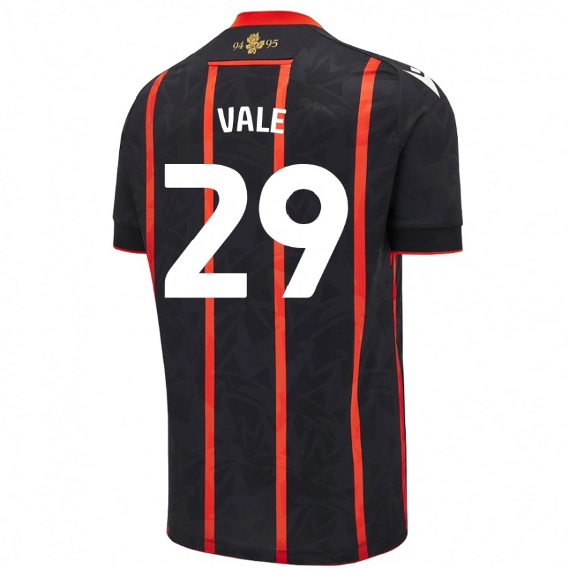 Danxen Bambino Maglia Jack Vale #29 Nero Rosso Kit Gara Away 2024/25 Maglietta