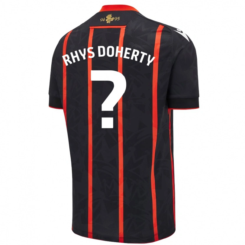 Danxen Bambino Maglia Rhys Doherty #0 Nero Rosso Kit Gara Away 2024/25 Maglietta
