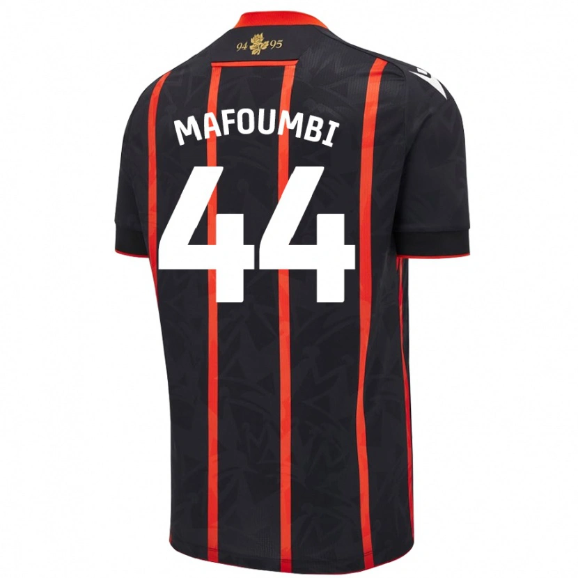 Danxen Bambino Maglia Exaucé Mafoumbi #44 Nero Rosso Kit Gara Away 2024/25 Maglietta