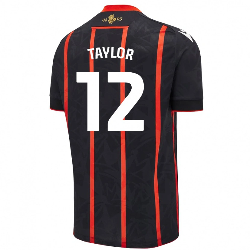 Danxen Bambino Maglia Emma Taylor #12 Nero Rosso Kit Gara Away 2024/25 Maglietta