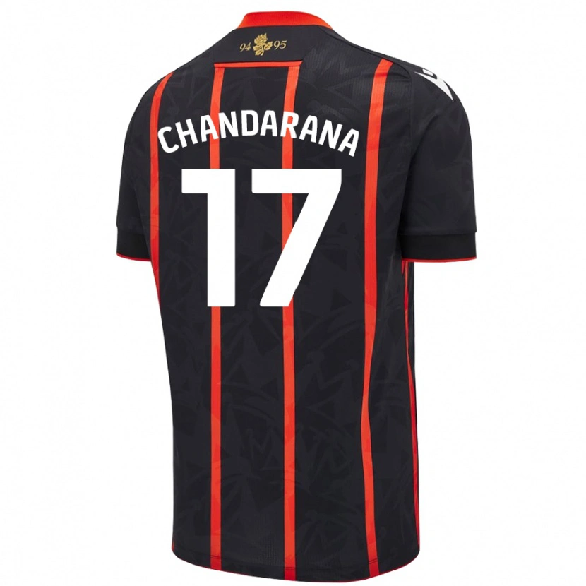Danxen Bambino Maglia Millie Chandarana #17 Nero Rosso Kit Gara Away 2024/25 Maglietta