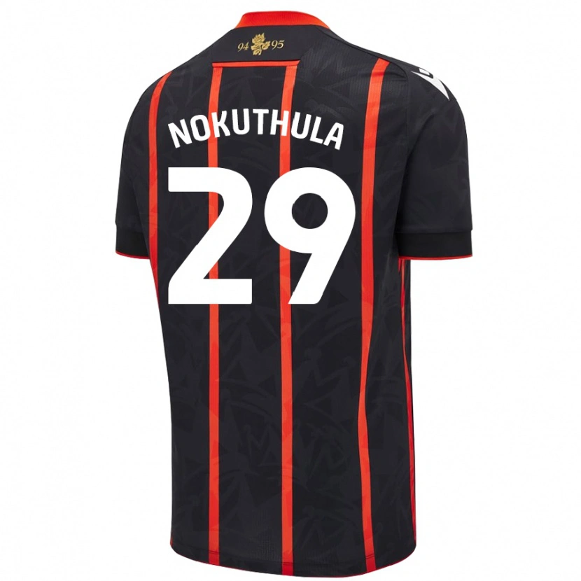 Danxen Bambino Maglia Faith Nokuthula #29 Nero Rosso Kit Gara Away 2024/25 Maglietta