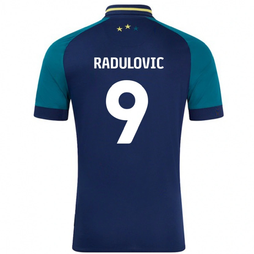 Danxen Bambino Maglia Bojan Radulovic #9 Blu Navy Verde Scuro Kit Gara Away 2024/25 Maglietta