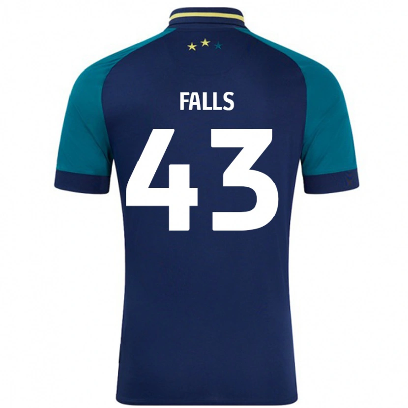 Danxen Bambino Maglia Conor Falls #43 Blu Navy Verde Scuro Kit Gara Away 2024/25 Maglietta