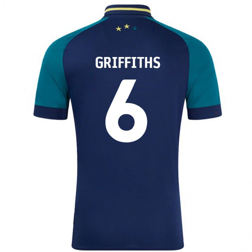 Danxen Bambino Maglia Lauren Griffiths #6 Blu Navy Verde Scuro Kit Gara Away 2024/25 Maglietta