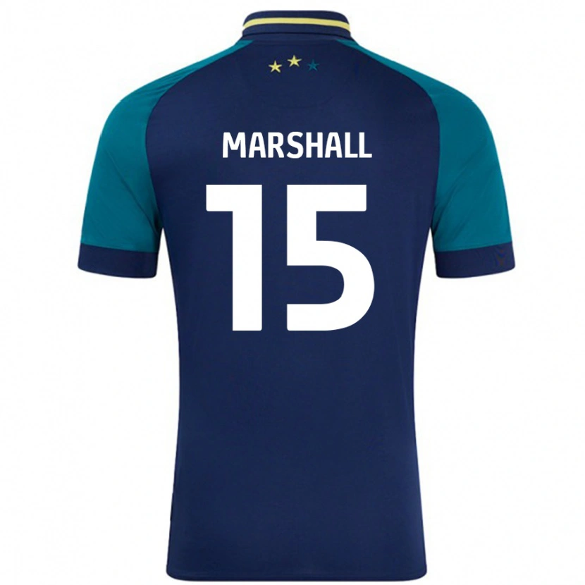 Danxen Bambino Maglia Georgia Marshall #15 Blu Navy Verde Scuro Kit Gara Away 2024/25 Maglietta